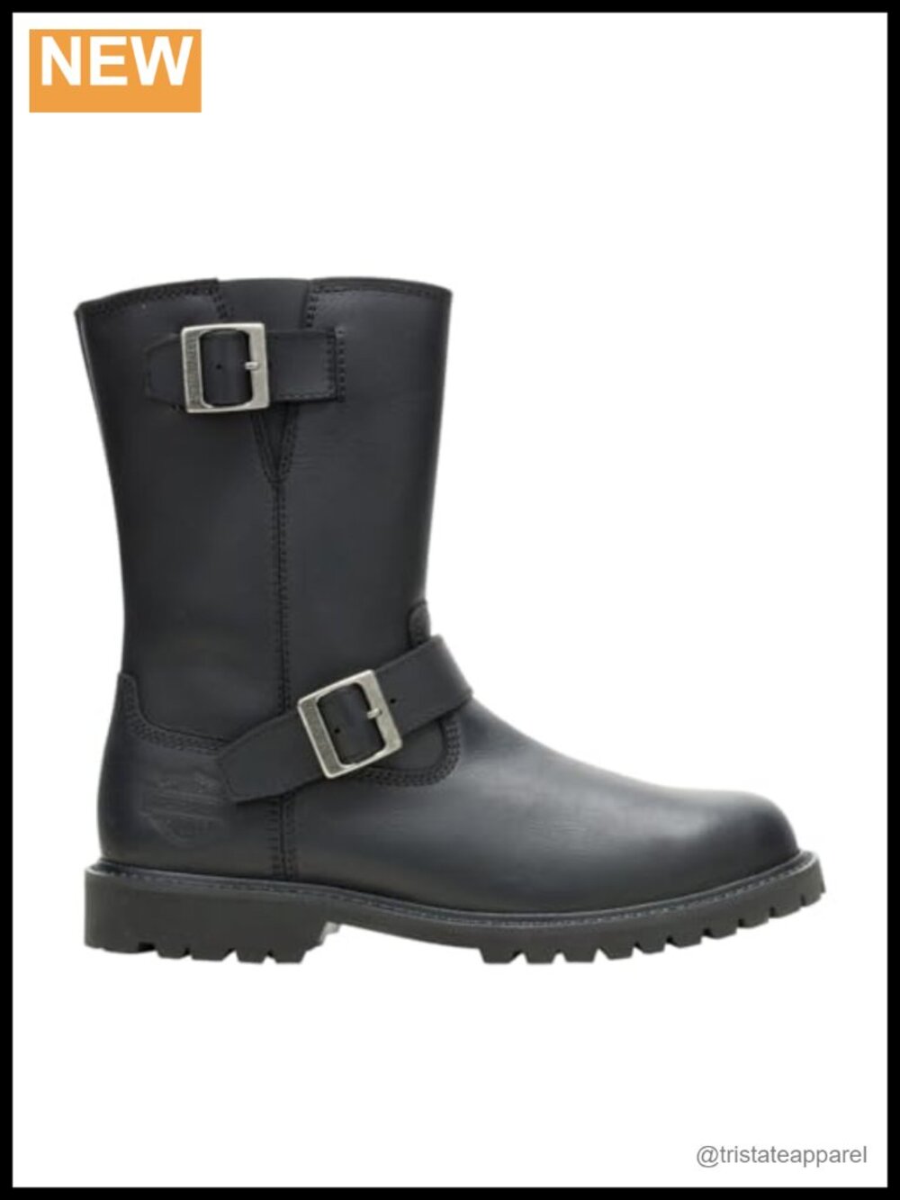 Full Grain Leather Engineer Motorcycle Boots Zippered Mid Calf Goodyear Welt
